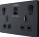 BG Evolve PCDMG22UAC30B 13A Double Switched Power Socket + USB C 30W + USB A(3.1A) - Matt Grey (Black) - westbasedirect.com