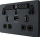 BG Evolve PCDMG22UWRB 13A Double Switched Power Socket + WiFi Extender + 1xUSB(2.1A) - Matt Grey (Black) - westbasedirect.com