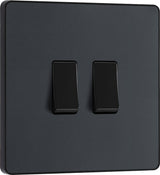 BG Evolve PCDMG42B 20A 16AX 2 Way Double Light Switch - Matt Grey (Black) - westbasedirect.com