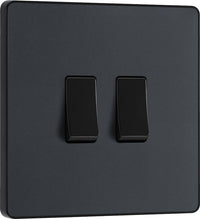 BG Evolve PCDMG42Bx5 20A 16AX 2 Way Double Light Switch - Matt Grey (Black) (5 Pack)
