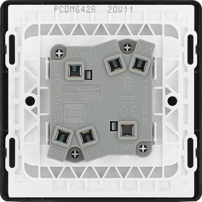 BG Evolve PCDMG42B 20A 16AX 2 Way Double Light Switch - Matt Grey (Black) (5 Pack) - westbasedirect.com