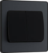 BG Evolve PCDMG42WB 20A 16AX 2 Way Double Light Switch, Wide Rocker - Matt Grey (Black) - westbasedirect.com