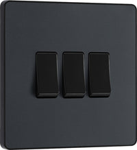 BG Evolve PCDMG43B 20A 16AX 2 Way Triple Light Switch - Matt Grey (Black)