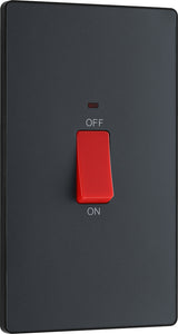 BG Evolve PCDMG72B 45A Double Pole Rectangular Switch with LED Power Indicator - Matt Grey (Black) - westbasedirect.com