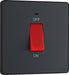 BG Evolve PCDMG74B 45A Double Pole Square Switch with LED Power Indicator - Matt Grey (Black) - westbasedirect.com
