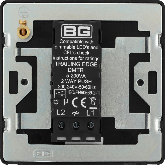 BG Evolve PCDMG81B 2-Way Trailing Edge LED 200W Single Dimmer Switch Push On/Off - Matt Grey (Black) - westbasedirect.com