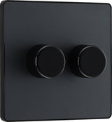 BG Evolve PCDMG82B 2-Way Trailing Edge LED 200W Double Dimmer Switch Push On/Off - Matt Grey (Black) - westbasedirect.com