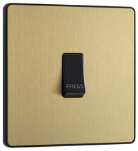 BG Evolve PCDSB14B 10A Single Press Switch - Satin Brass (Black)