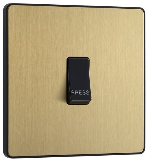 BG Evolve PCDSB14B 10A Single Press Switch - Satin Brass (Black) - westbasedirect.com
