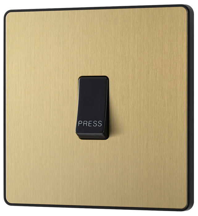 BG Evolve PCDSB14B 10A Single Press Switch - Satin Brass (Black) - westbasedirect.com