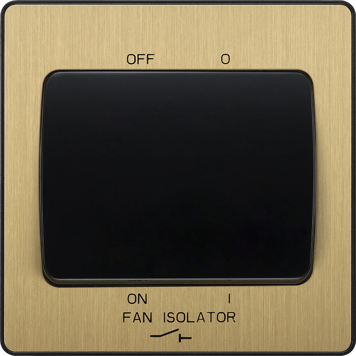 BG Evolve PCDSB15B 10A Triple Pole Fan Isolator Switch - Satin Brass (Black) - westbasedirect.com