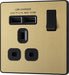 BG Evolve PCDSB21U2B 13A Single Switched Power Socket + 2xUSB(2.1A) - Satin Brass (Black) - westbasedirect.com