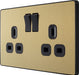 BG Evolve PCDSB22B 13A Double Switched Power Socket - Satin Brass (Black) - westbasedirect.com
