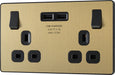 BG Evolve PCDSB22U3B 13A Double Switched Power Socket + 2xUSB(3.1A) - Satin Brass (Black) - westbasedirect.com