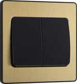 BG Evolve PCDSB42WB 20A 16AX 2 Way Double Light Switch, Wide Rocker - Satin Brass (Black) - westbasedirect.com
