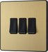 BG Evolve PCDSB43B 20A 16AX 2 Way Triple Light Switch - Satin Brass (Black) - westbasedirect.com