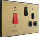 BG Evolve PCDSB70B 45A Cooker Control Socket, Double Pole Switch with LED Power Indicator - Satin Brass (Black) - westbasedirect.com