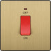 BG Evolve PCDSB74B 45A Double Pole Square Switch with LED Power Indicator - Satin Brass (Black) - westbasedirect.com