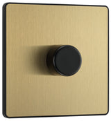 BG Evolve PCDSB81B 2-Way Trailing Edge LED 200W Single Dimmer Switch Push On/Off - Satin Brass (Black) - westbasedirect.com
