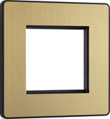 BG Evolve PCDSBEMS2B Twin Euro Module Aperture Single Front Plate (50 x 50) - Satin Brass (Black) - westbasedirect.com