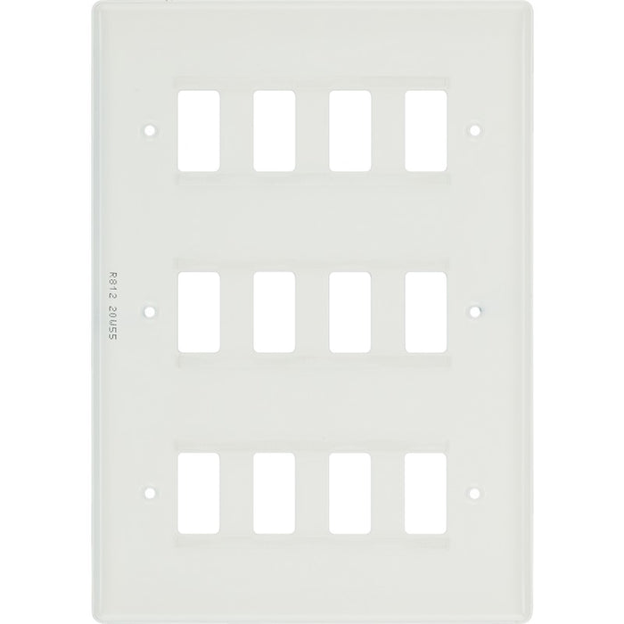 BG R812 White Moulded 12G Grid Front Plate - White - westbasedirect.com