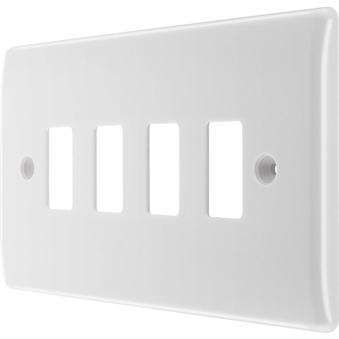 BG R84 White Moulded 4G Grid Front Plate - White - westbasedirect.com