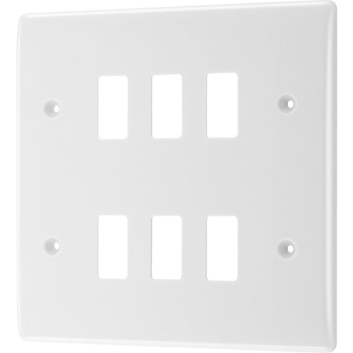 BG R86 White Moulded 6G Grid Front Plate - White - westbasedirect.com