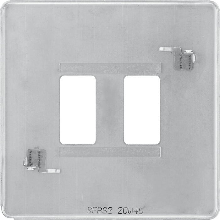 BG RFBS2 Flatplate Screwless 2G Grid Front Plate - Brushed Steel - westbasedirect.com
