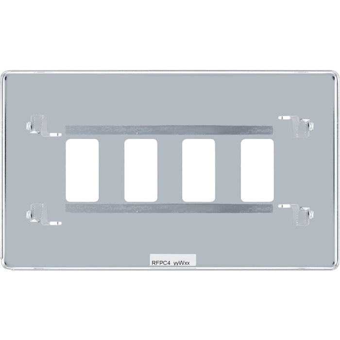 BG RFPC4 Flatplate Screwless 4G Grid Front Plate - Polished Chrome - westbasedirect.com
