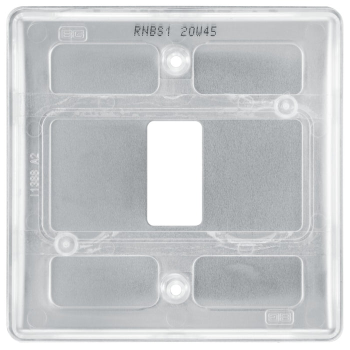 BG RNBS1 Nexus Metal 1G Grid Front Plate - Brushed Steel - westbasedirect.com