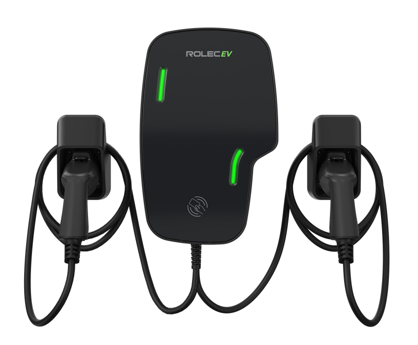Rolec ROLEC3150B Zura Smart EV Charger - 2 x up to 7.4kw Type 2 5m Tethered - Black - westbasedirect.com