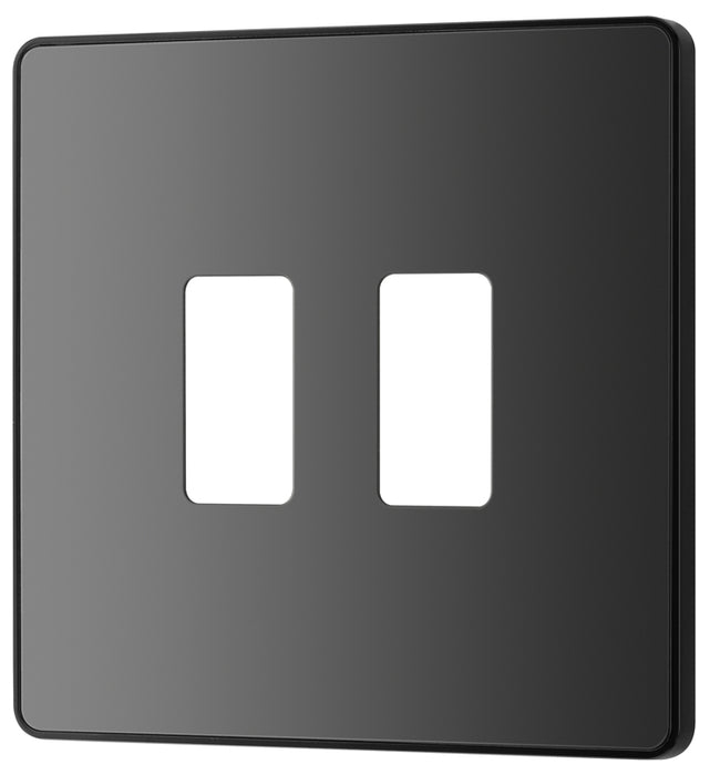 BG Evolve RPCDBC2B 2G Grid Front Plate - Black Chrome (Black) - westbasedirect.com
