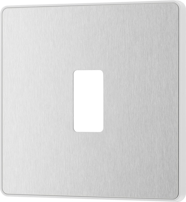BG Evolve RPCDBS1W 1G Grid Front Plate - Brushed Steel (White) - westbasedirect.com