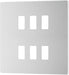 BG Evolve RPCDBS6W 6G Grid Front Plate - Brushed Steel (White) - westbasedirect.com