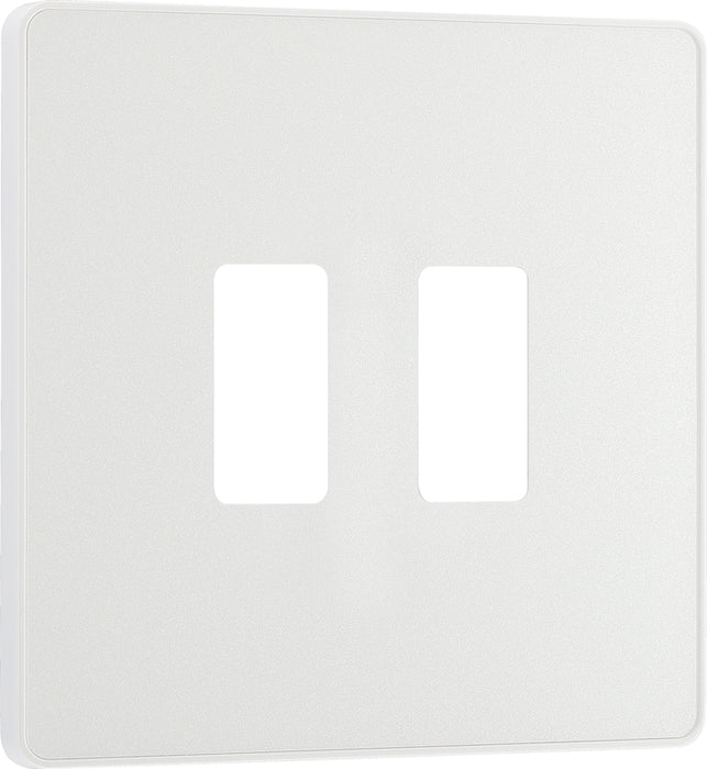 BG Evolve RPCDCL2W 2G Grid Front Plate - Pearlescent White (White) - westbasedirect.com