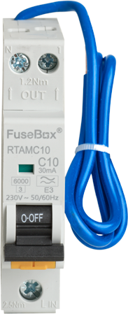 FuseBox RTAMC10 10A Double Pole C Curve 6kA 30mA Type A Mini RCBO
