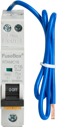 FuseBox RTAMC16 16A Double Pole C Curve 6kA 30mA Type A Mini RCBO