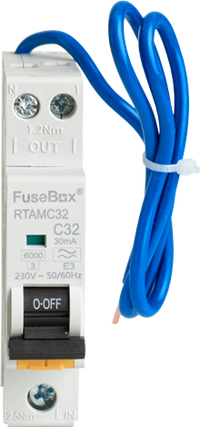 FuseBox RTAMC32 32A Double Pole C Curve 6kA 30mA Type A Mini RCBO