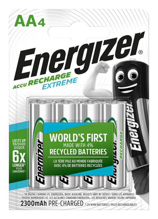 Energizer E300849600 Rech. Extreme AA 2300mAh | 4 Pack - westbasedirect.com