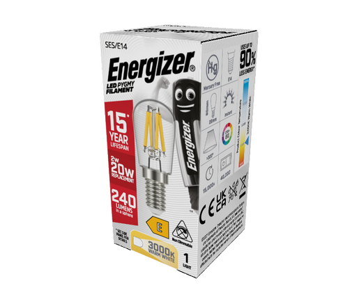 Energizer 2W 240lm E14 SES Filament Pygmy LED Bulb Warm White 2700K - westbasedirect.com