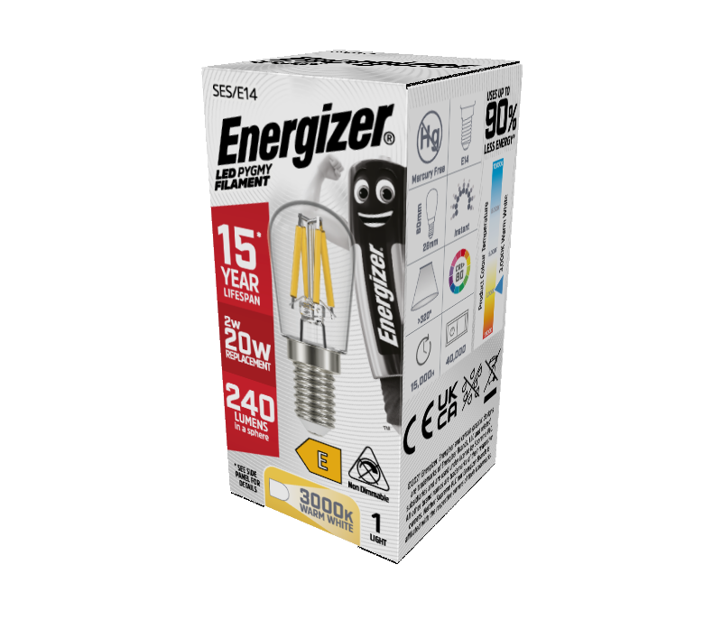 Energizer 2W 240lm E14 SES Filament Pygmy LED Bulb Warm White 2700K - westbasedirect.com