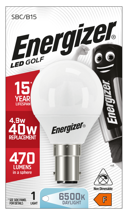 Energizer 5.2W 470lm B15 SBC Golf LED Bulb Opal Daylight 6500K - westbasedirect.com