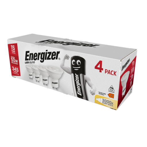 Energizer 4.2W 345lm GU10 LED Bulb Warm White 3000K (4 Pack) - westbasedirect.com