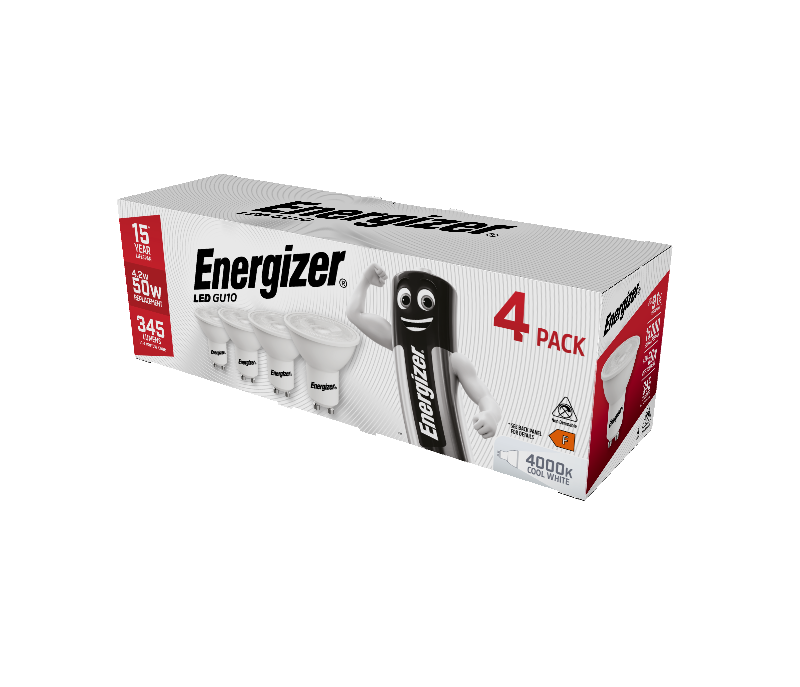 Energizer 4.2W 345lm GU10 LED Bulb Cool White 4000K (4 Pack) - westbasedirect.com