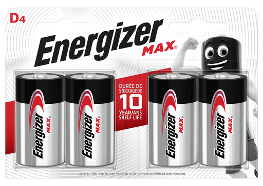 Energizer E301533500 Max D | 4 Pack - westbasedirect.com