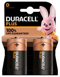 Duracell +100% Plus Power D LR20 MN1300 Alkaline Batteries | 2 Pack