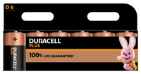 Duracell +100% Plus Power D LR20 MN1300 Alkaline Batteries | 6 Pack