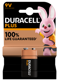 Duracell +100% Plus Power 9V PP3 6LR61 MN1604 Alkaline Battery | 1 Pack