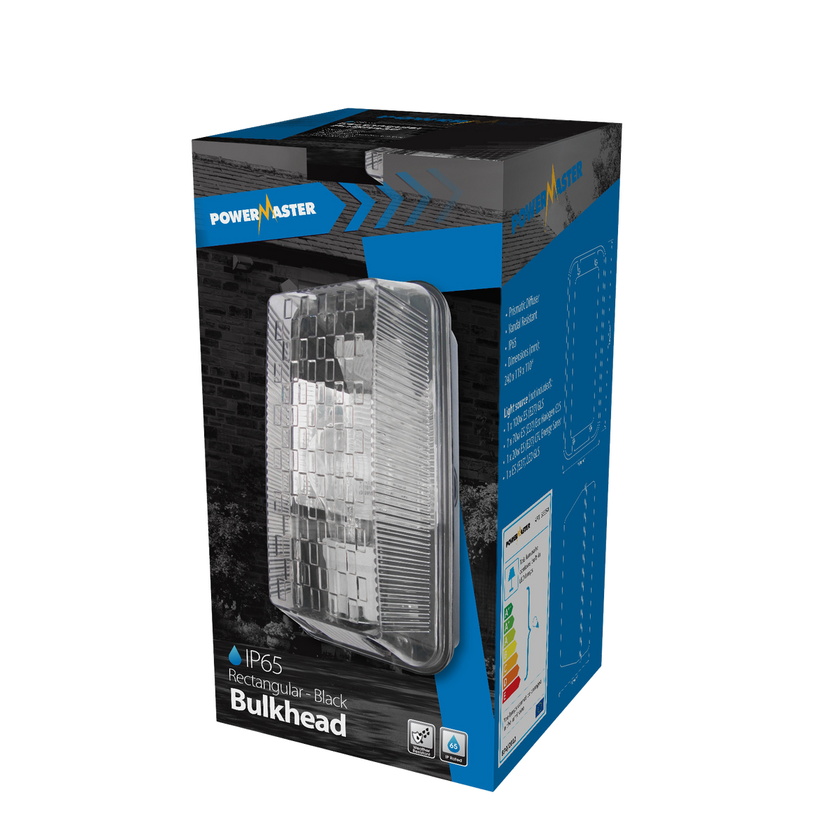 Powermaster S6354 100W IP65 Polycarbonate Rectangular Bulkhead - Black ...
