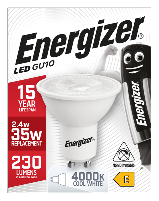 Energizer 3.1W 230lm GU10 Spotlight LED Bulb Cool White 4000K - westbasedirect.com